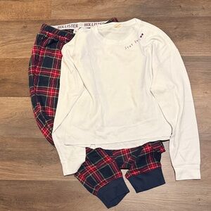 Hollister White and Red Plaid Pajama Set